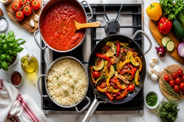 Linsenpasta mit Tomaten und Rucola: proteinreiches Abendessen in kurzer Zeit