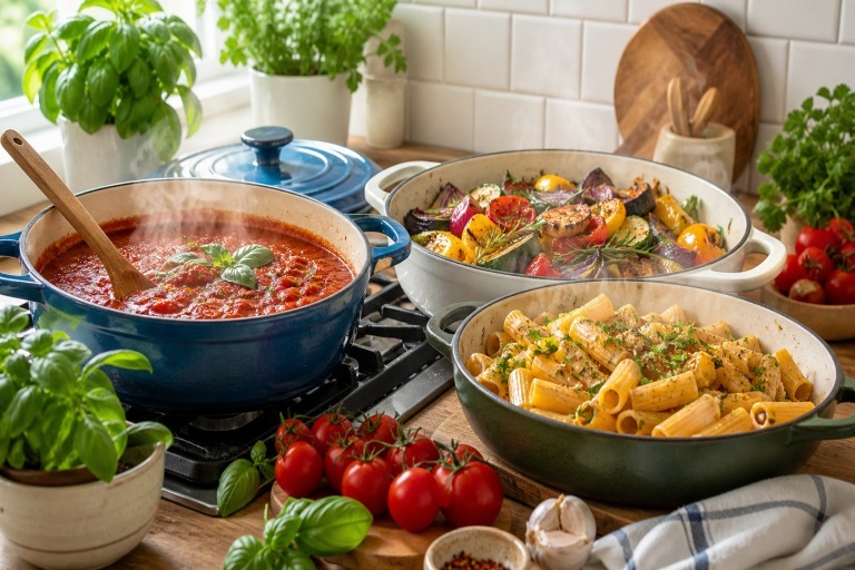 Zucchinispaghetti mit frischer Tomaten-Basilikum-Soße – Ein köstliches Sommergericht